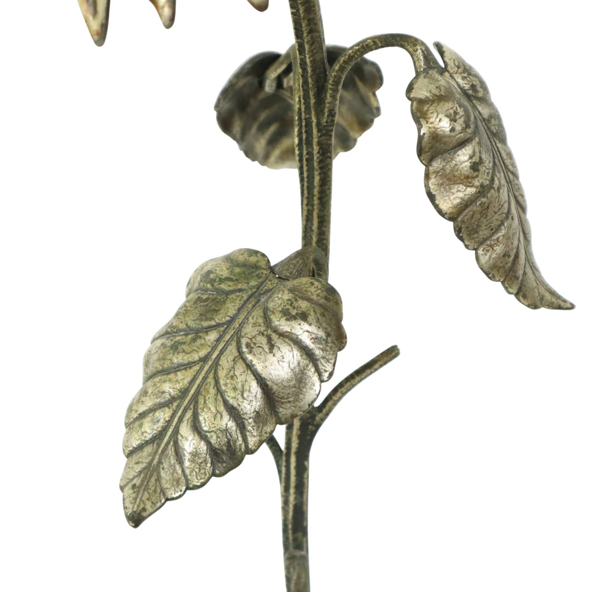 Grand cendrier tournesol en bronze argenté S. Agudo 62 cm