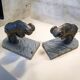 Set of 2 bronze silvered bookends signed Hippolyte Moreau