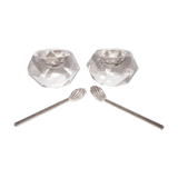 Duo of Saleron in crystal with their serving spoons, in original box - 50s -