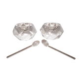 Duo of Saleron in crystal with their serving spoons, in original box - 50s -