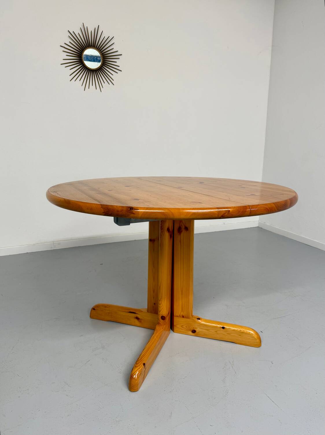Vintage solid pine table, Scandinavian design by Rainer Daumiller, 1970s