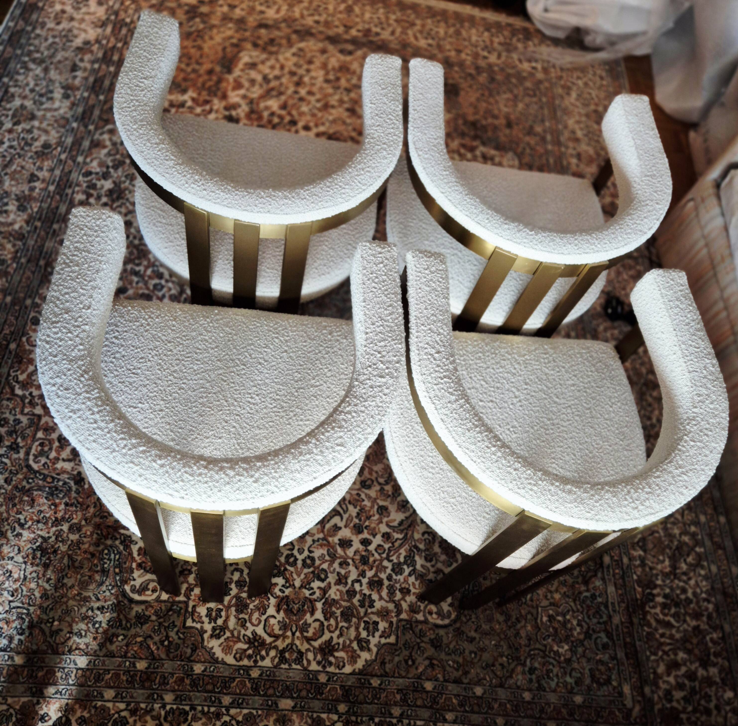 4 Eichholtz Clubhouse Bouclé Cream chairs