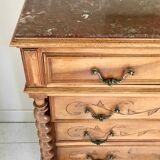Chest of drawers in oak and pink marble 50s