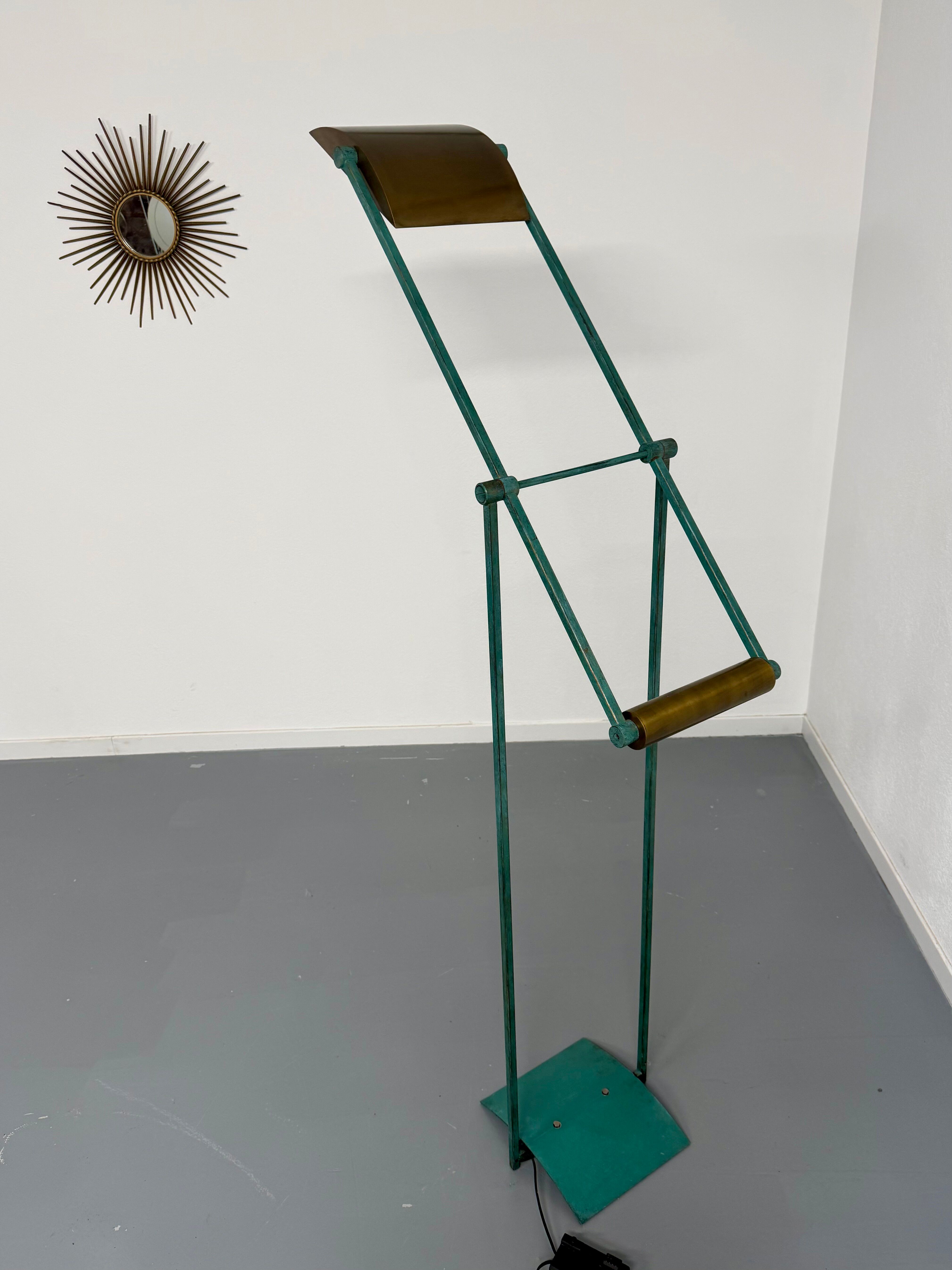 Postmodernist 1980s vintage metal halogen lamp