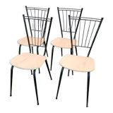 Four faux-wood Formica chairs, 50s/60s