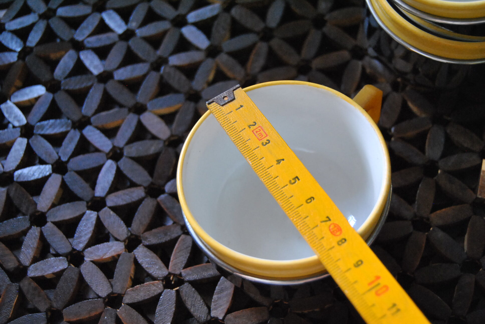 Series of 6 ceramic and stainless steel cups - 70s - Vintage