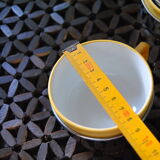 Series of 6 ceramic and stainless steel cups - 70s - Vintage