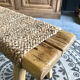 Handmade bench, wood and water hyacinth