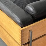 Robin Day armchair for habitat in black leather, wood and chrome