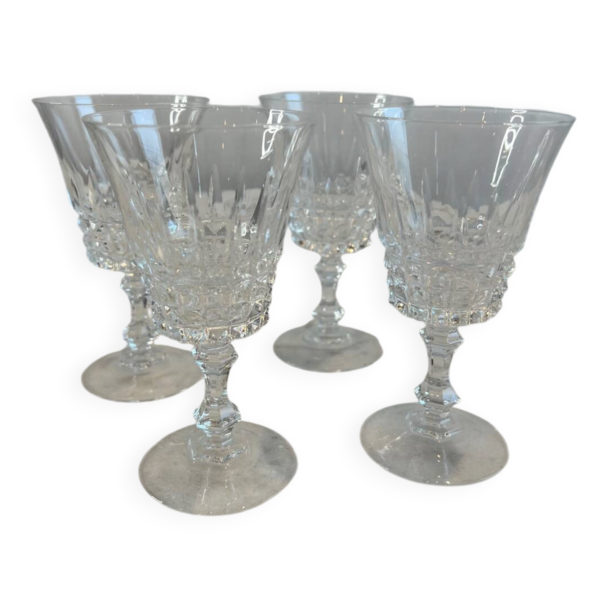 Set of 4 crystal stem glasses