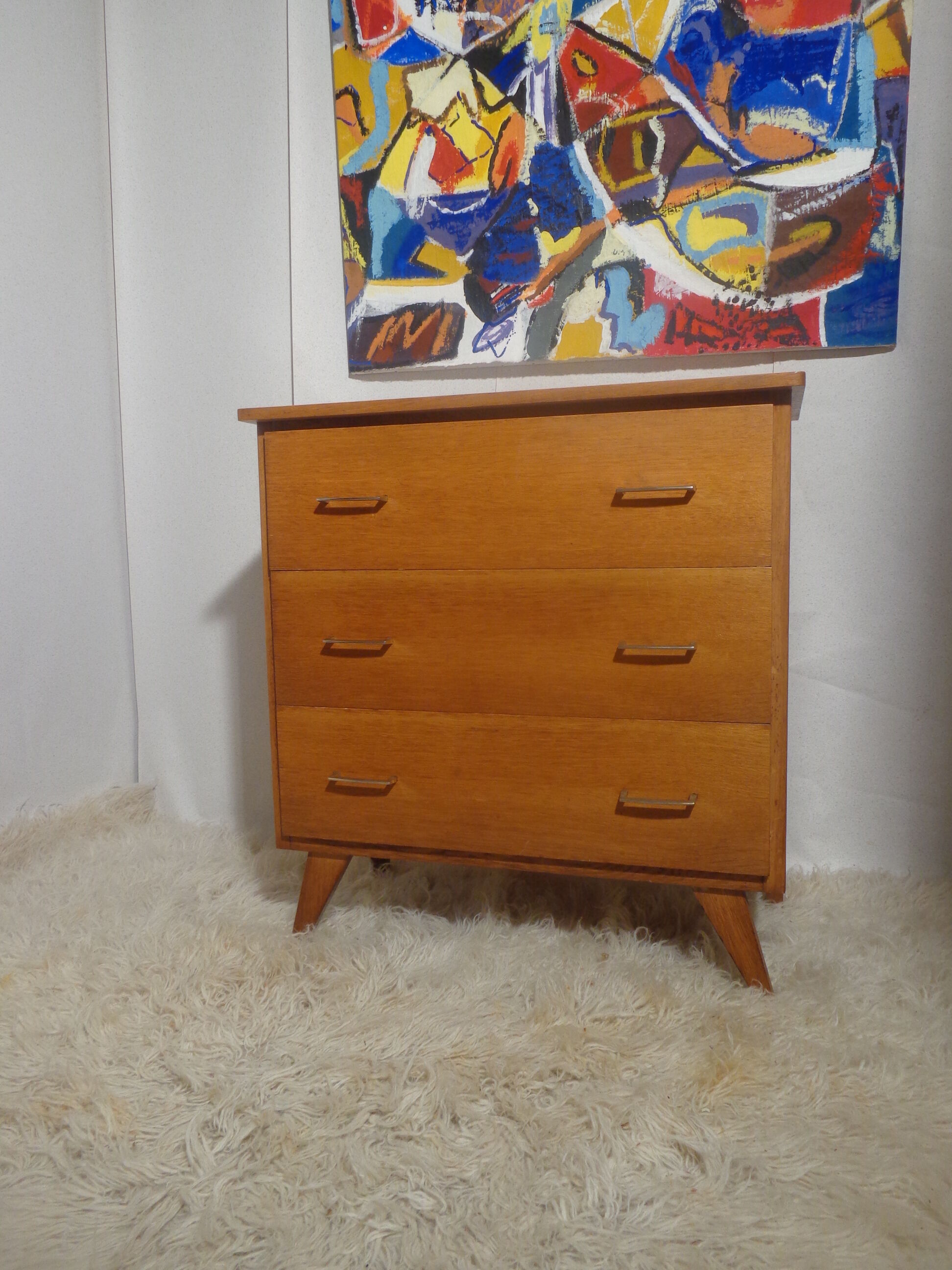 Commode vintage scandinave pieds compas année 60