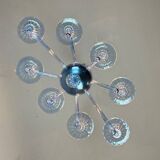 Blue murano glass venetian chandelier, 8 light arms
