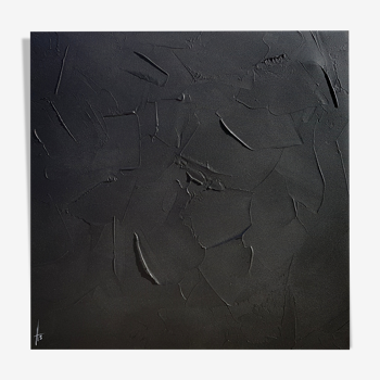 Tableau peinture abstraite minimaliste monochrome noir