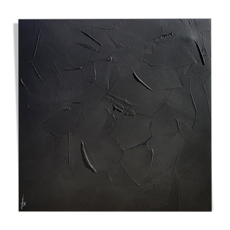 Tableau peinture abstraite minimaliste monochrome noir