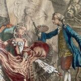 Chevallier, Le peintre amoureux de son modèle, gravure, XXème siècle