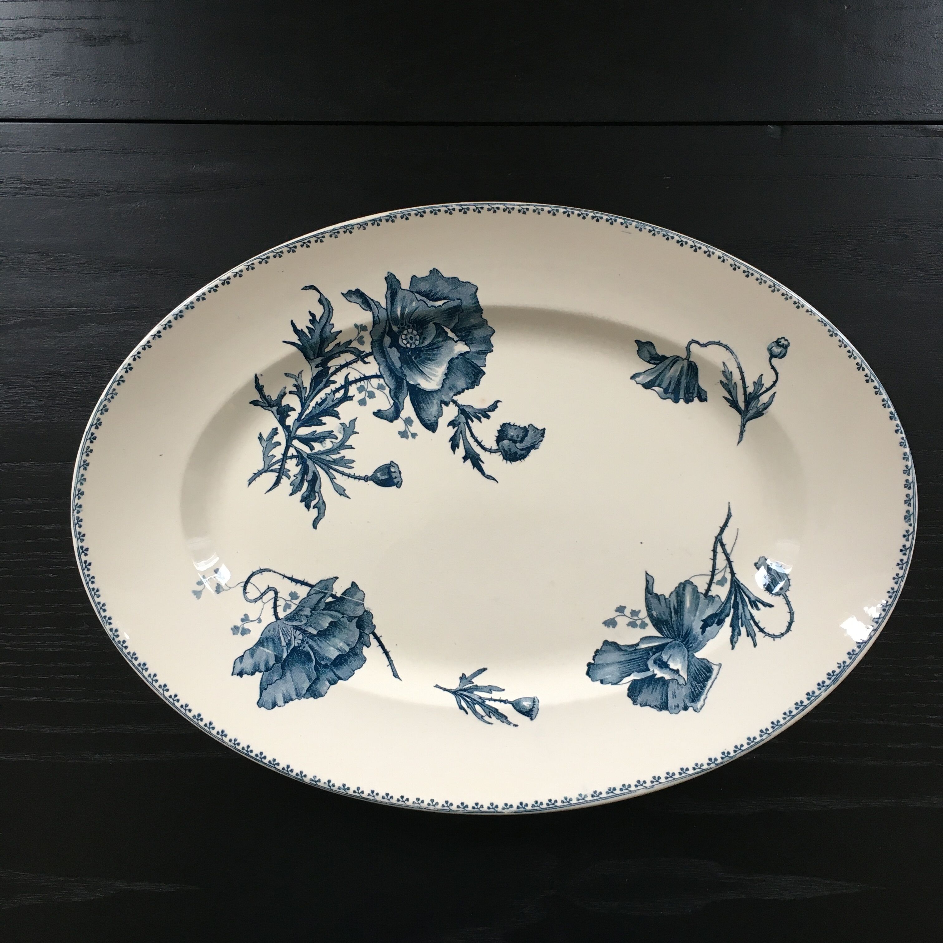 Sarreguemines blue Feria oval dish