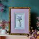 Composition of a watercolor bouquet of lilacs in a handmade clay pot