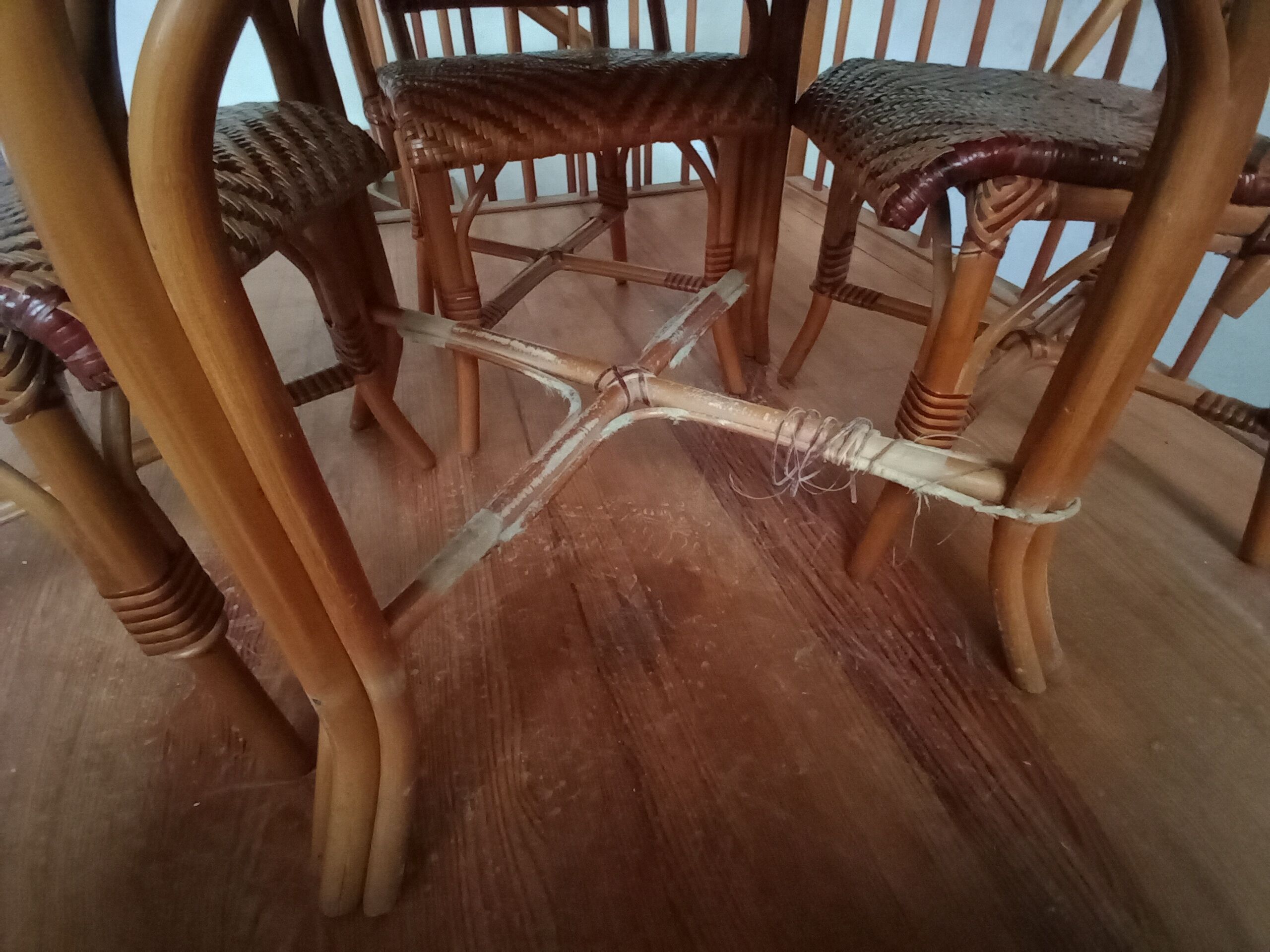 Rattan table and four chairs