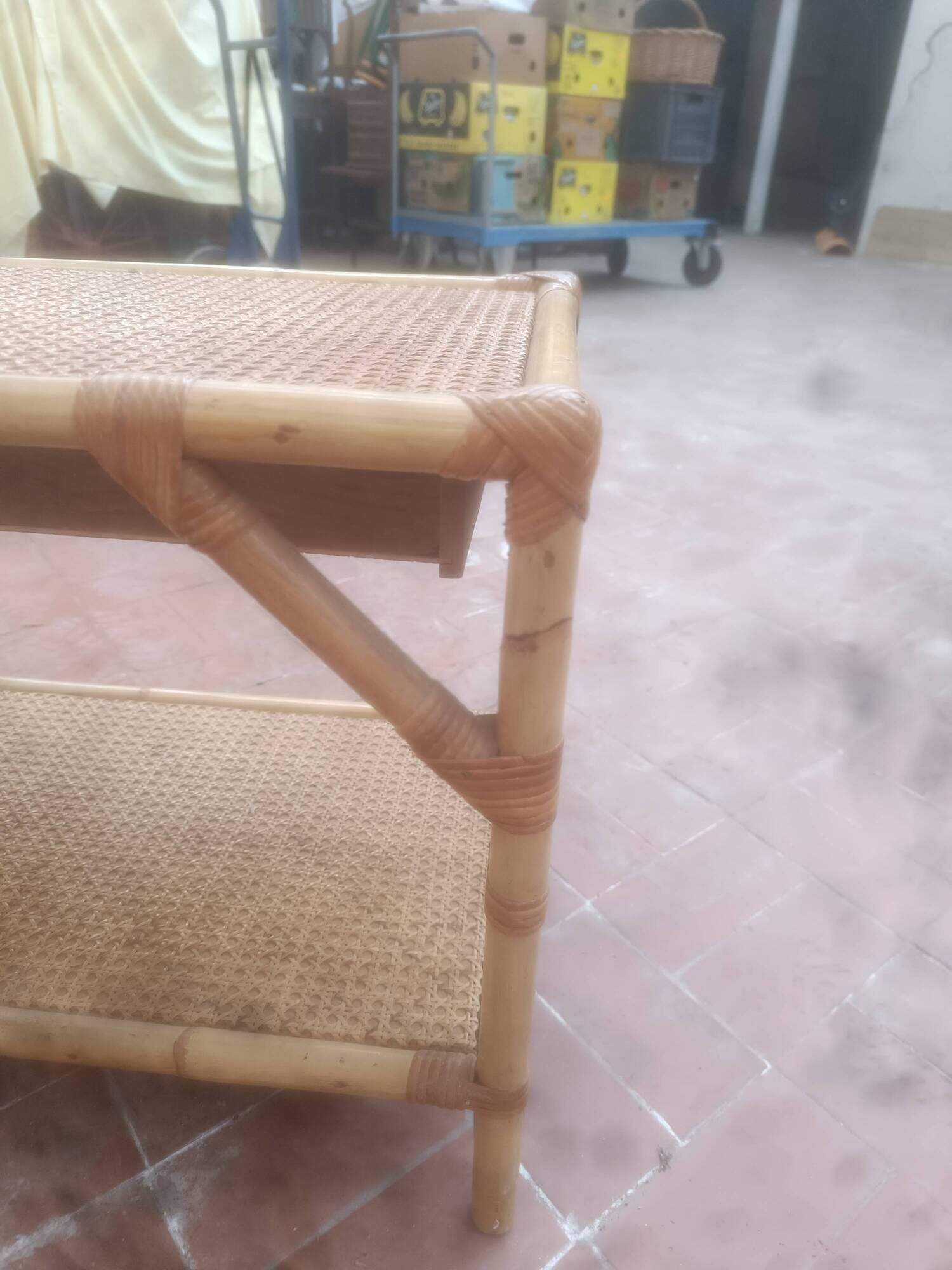 Bamboo and cane coffee table