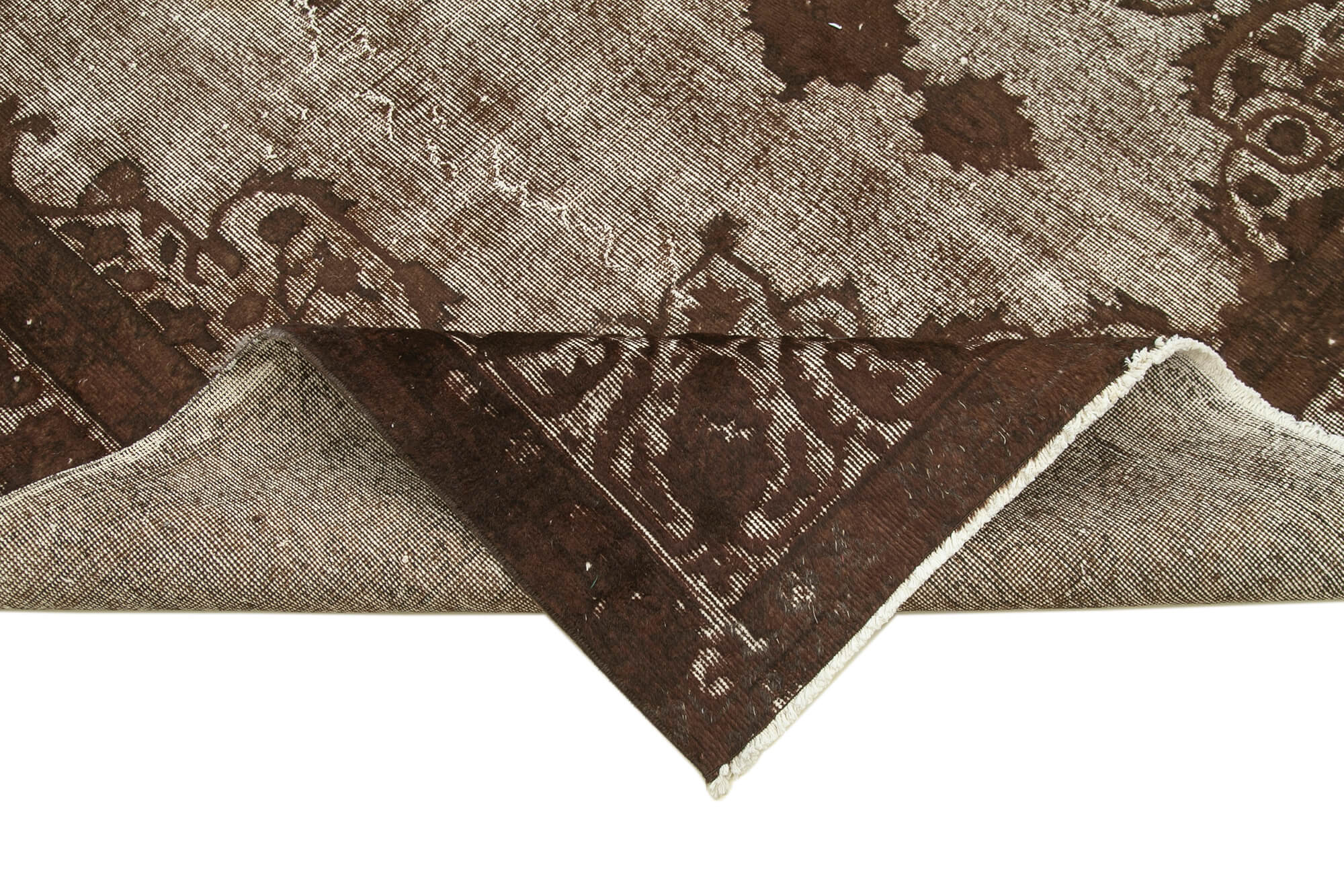 Hand-knotted bohemian turkish 1980s 212 cm x 327 cm brown rug