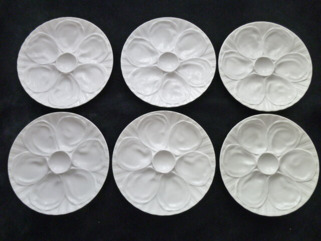 Set of 6 oyster plates in Pillivuyt porcelain