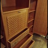 Wooden and rattan wardrobe
