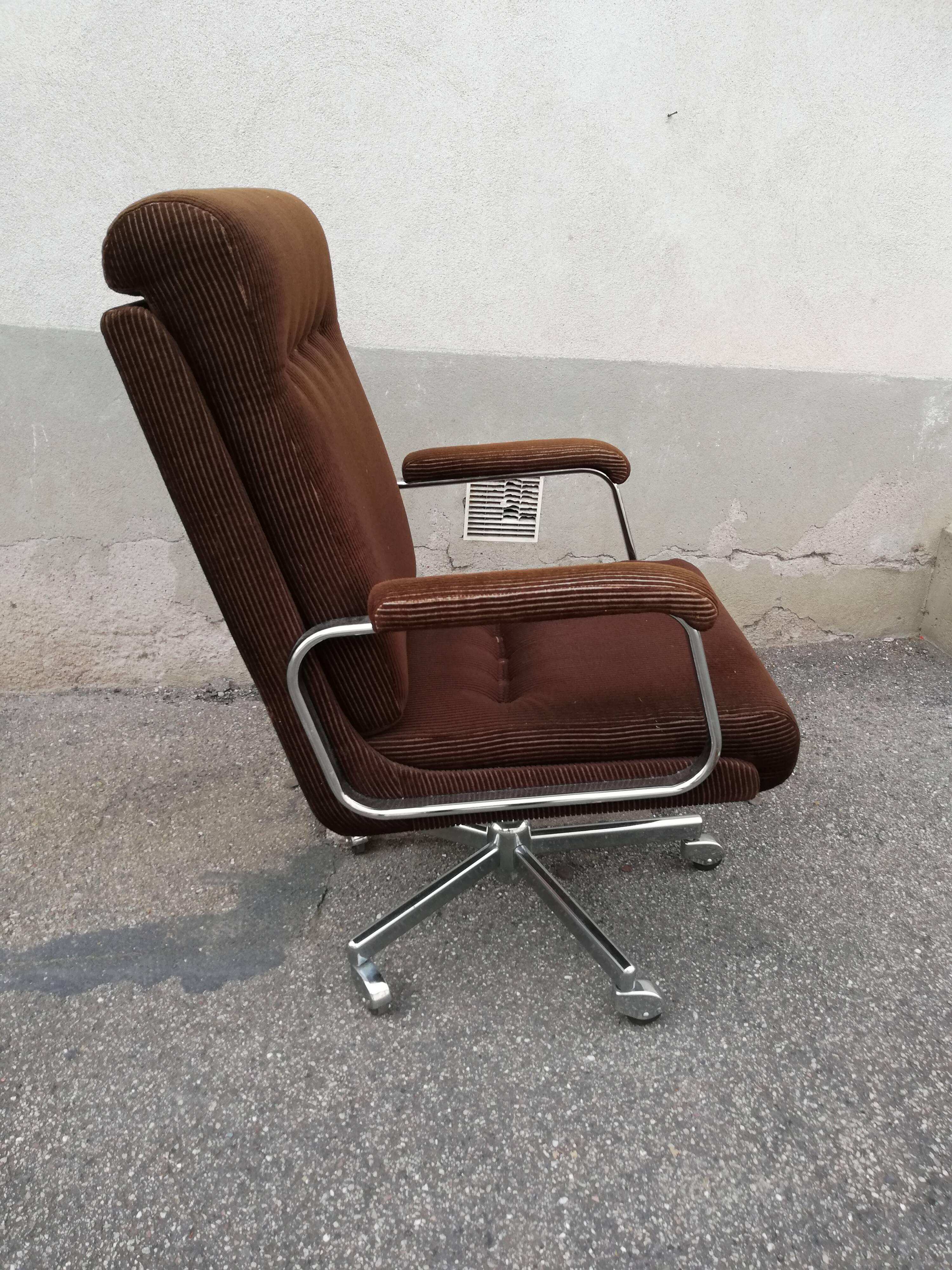 Fauteuil  vintage tissu marron