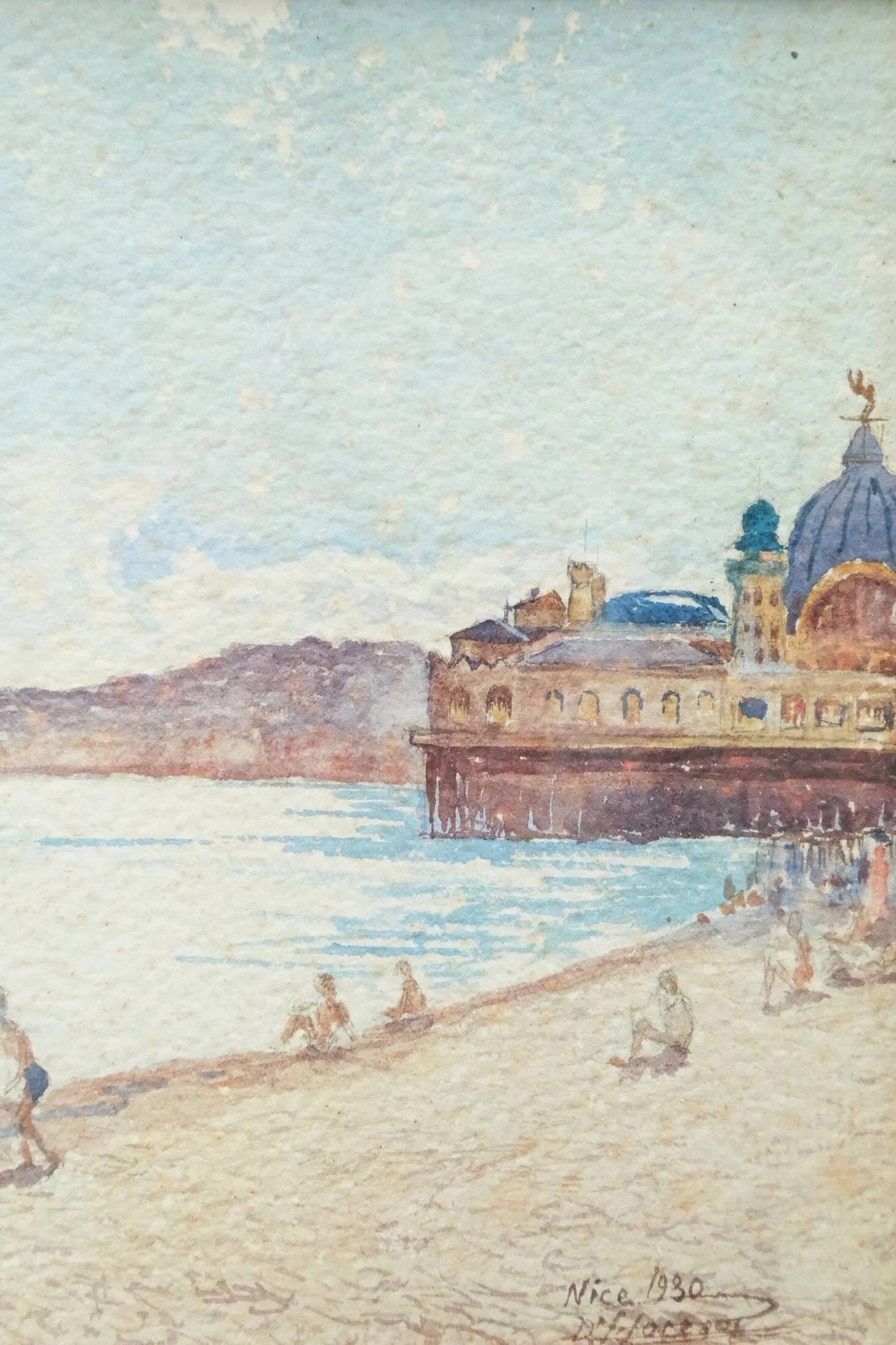 Watercolor on paper "Nice" signed, 1930