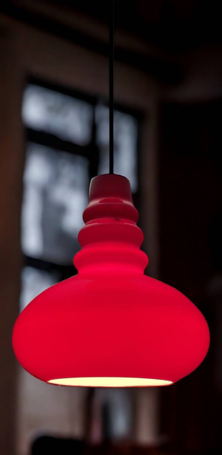 Peill & Putzler red opaline pendant lamp, 1960s and 1970s