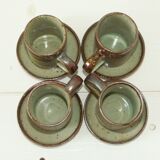 Lot 4 mugs - vintage 70s enamelled sandstone sub-mugs