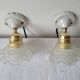 Duo of glass and porcelain flower wall lights