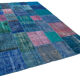 Handmade anatolian vintage 202 cm x 300 cm blue patchwork carpet