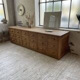 XL oak counter, trade furniture with multi-drawers