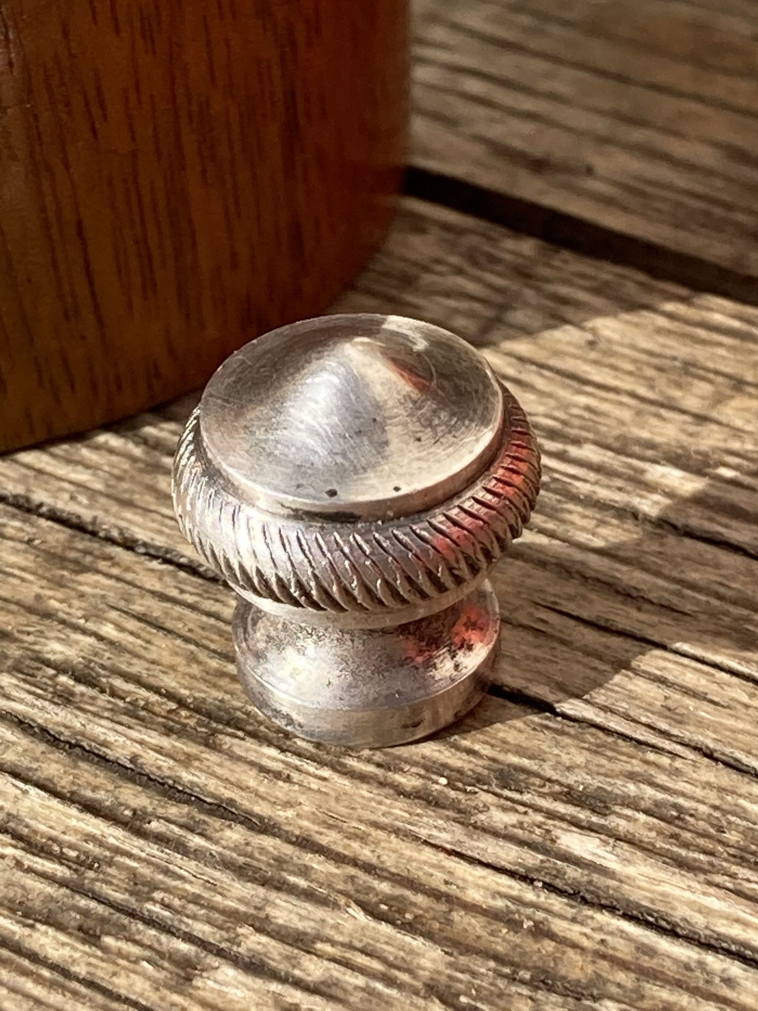 Peugeot pepper tree for Christofle in silver metal and vintage wood