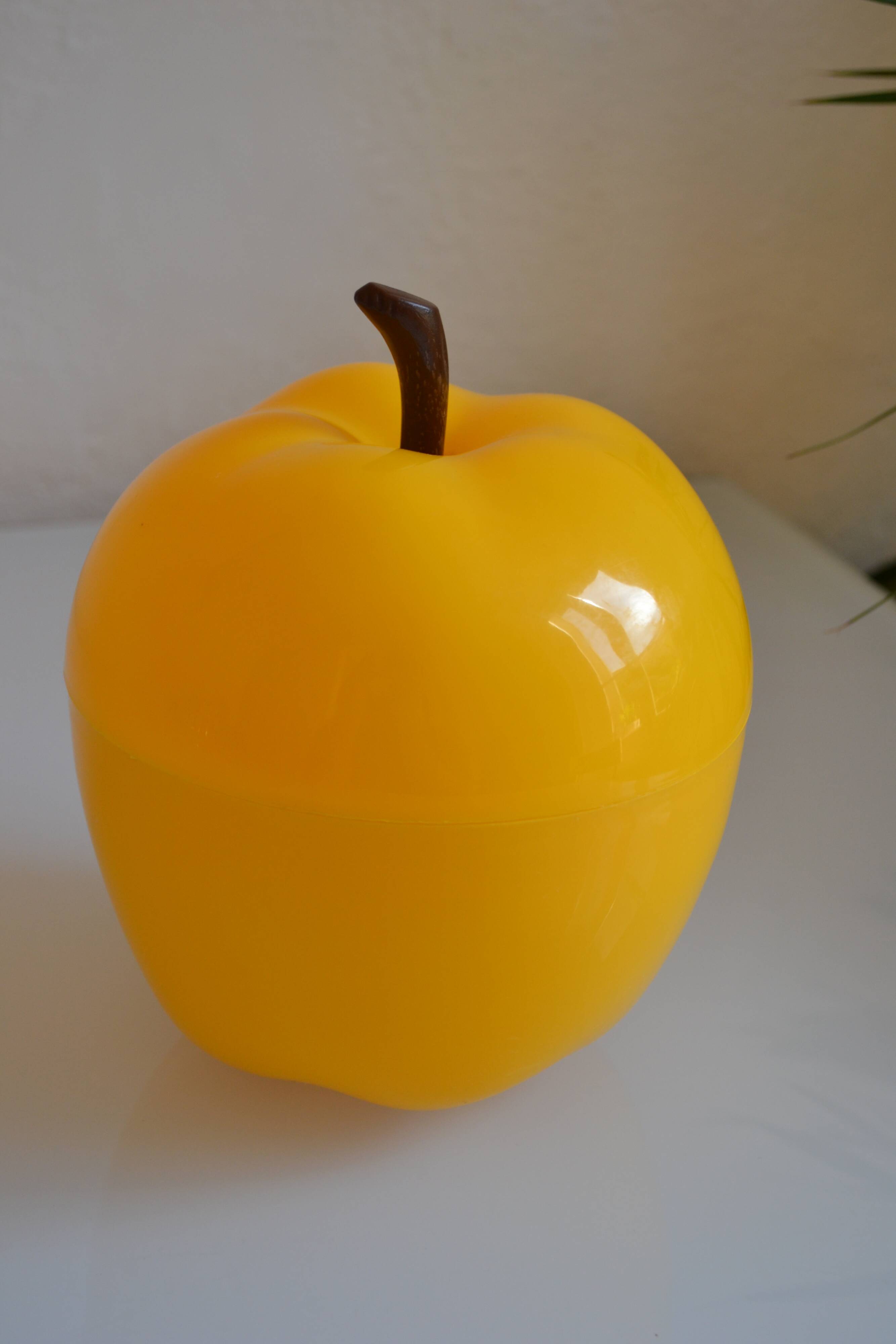 Vintage yellow apple ice bucket or ice cubes 1970 70's