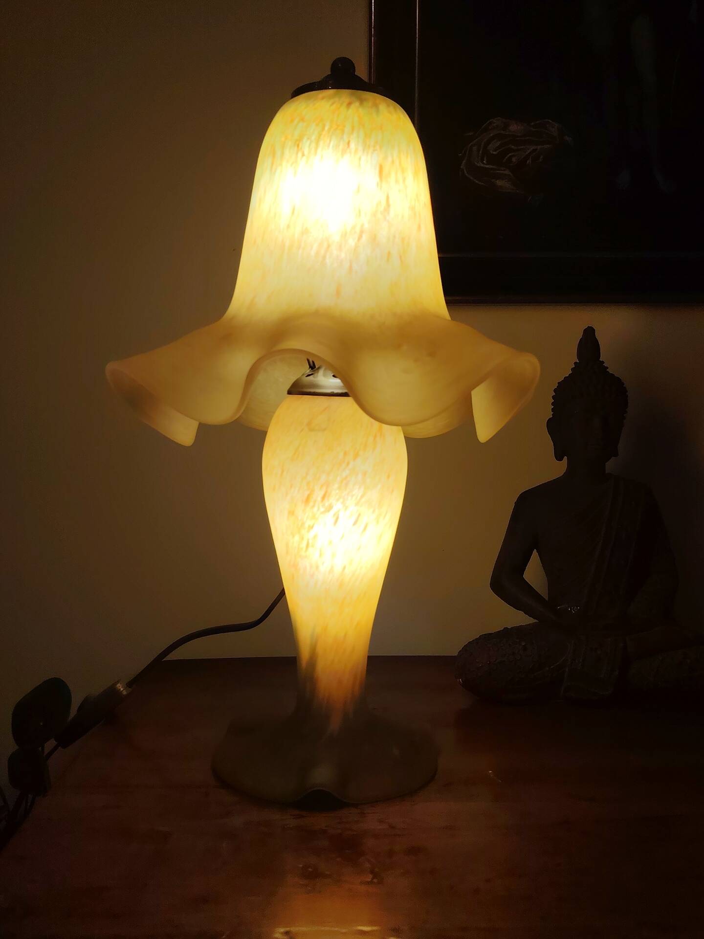 Yellow glass paste mushroom lamp, Art Nouveau style, V. Gifts
