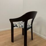 Set of 4 vintage wooden and fabric chairs, 1970