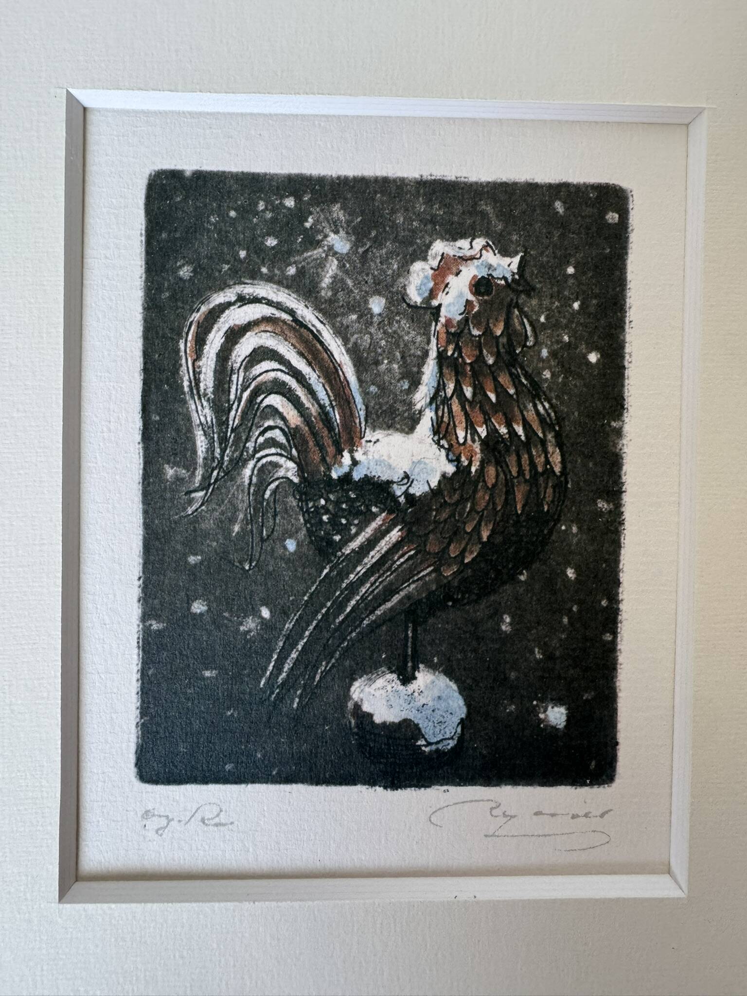 Framed Winter Graphic Art by Wilhelm Loisel, Austria 1994