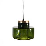 Green glass pendant lamp with crystal by Carl Fagerlund for Orrefors