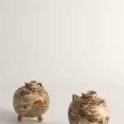 Satsuma Earthenware Vases, Hand-Painted Polychrome, Japan, Set of 2
