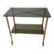 70s Furniture Glass and Brass Trolley on Wheels