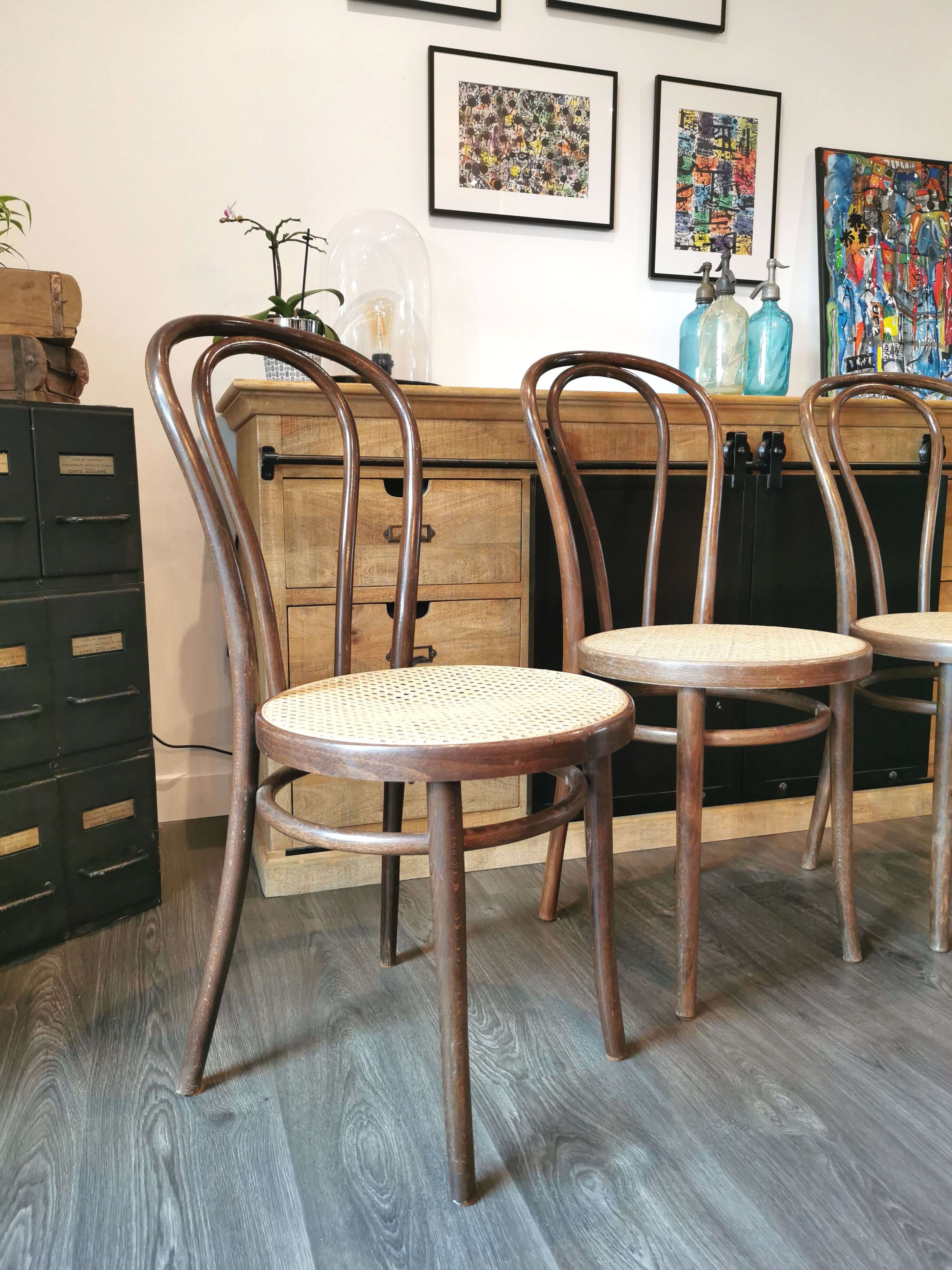 Series of 4 ZPM Radomsko bistro chairs for Thonet