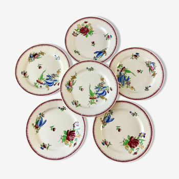 Lot de 6 assiettes à dessert villeroy & boch la louvière fabrication belge en terre de fer début xxè