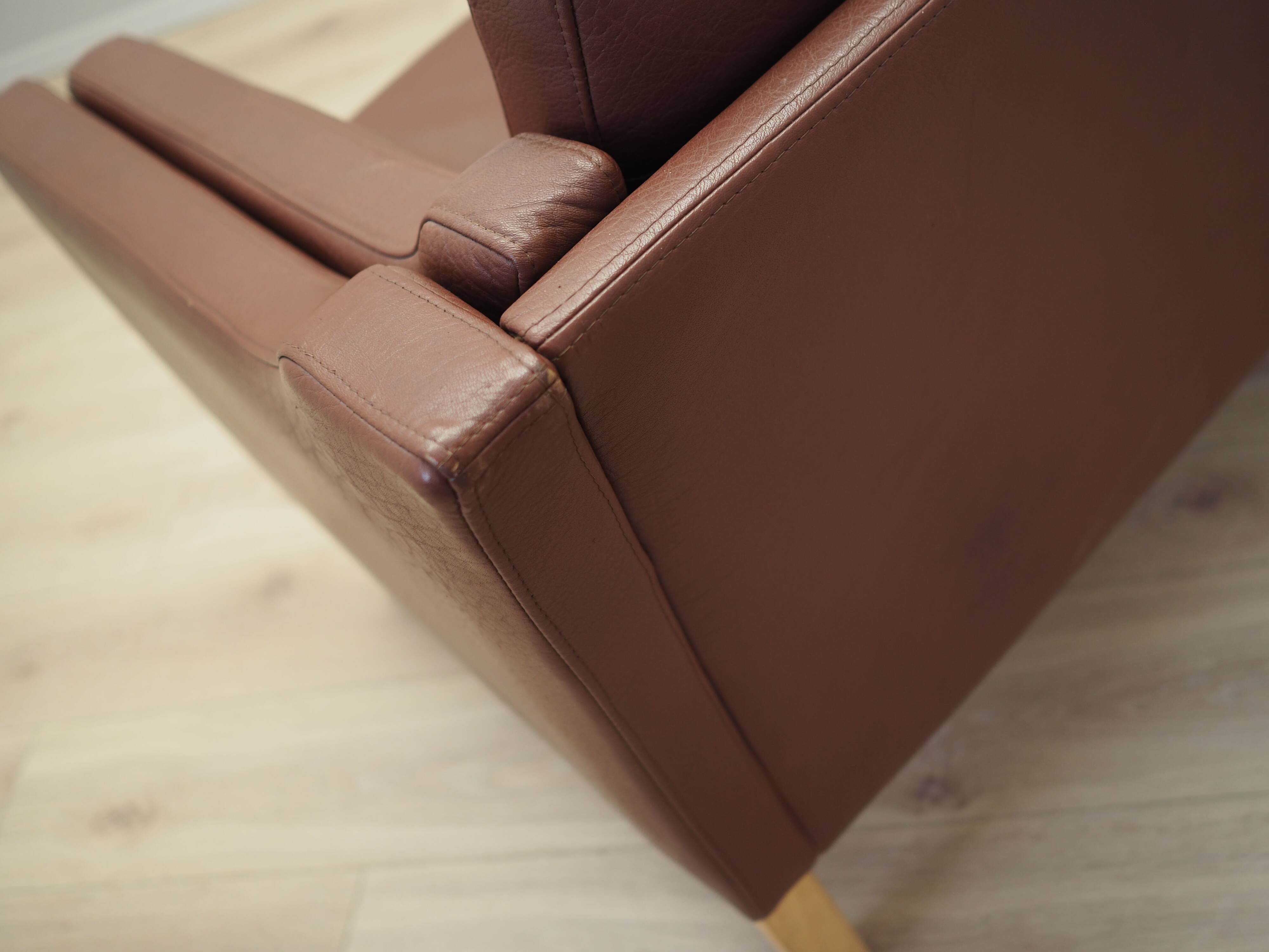 Brown leather sofa, Danish design, 1970s, production: Denmark