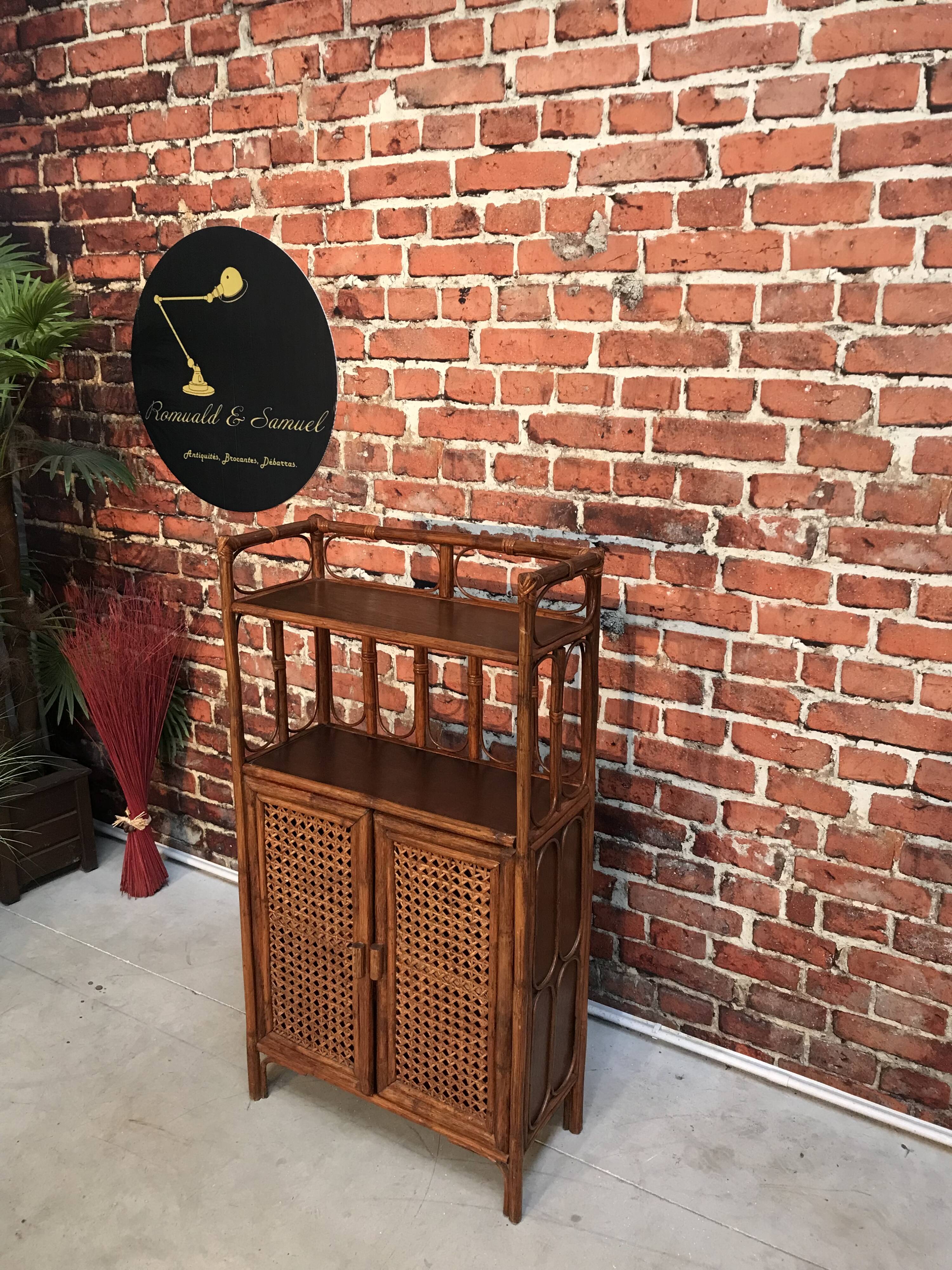 Rattan storage cabinet