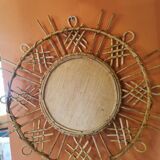 Miroir vintage en rotin