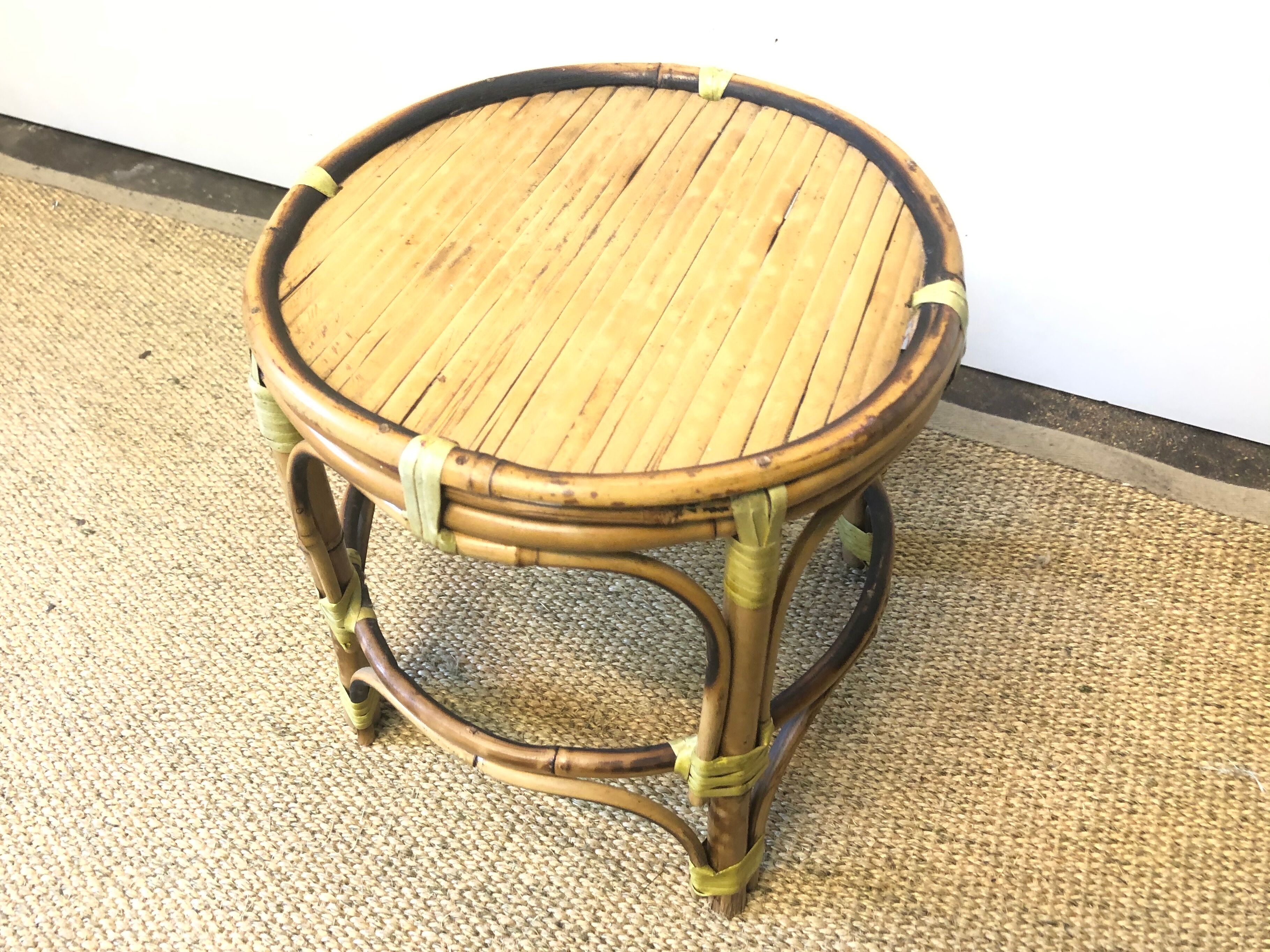 Mini table door door rotin bamboo vintage 70 crafts France