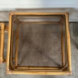 Duo of vintage rattan coffee tables from the 60s-70s