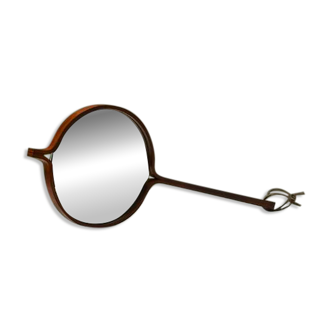 Rosewood hand mirror by Hans-Agne Jakobsson made in Markaryd, 1950s Sweden.