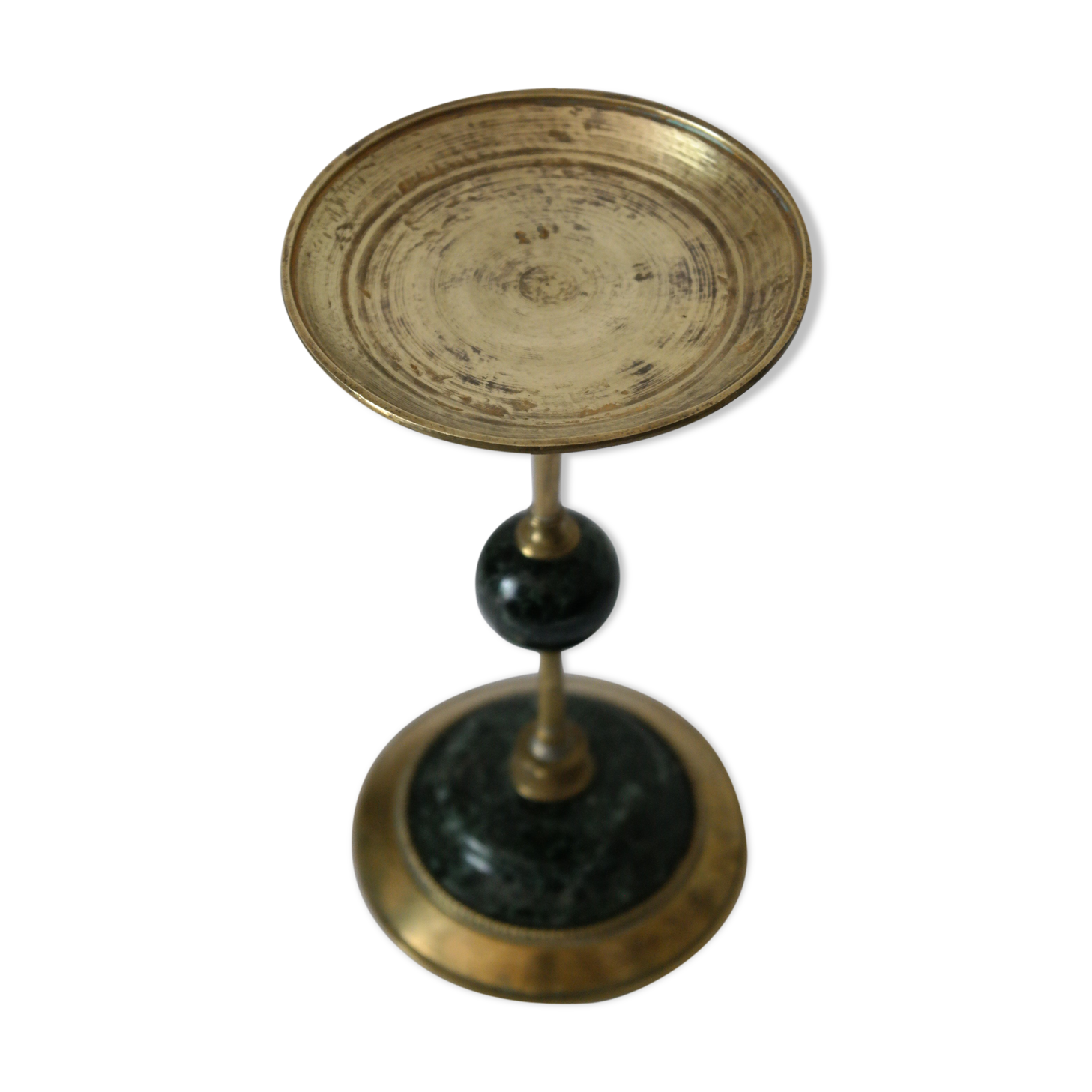 Brass and green marble candlestick